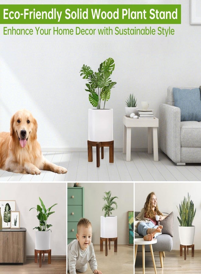 hismocal 2 Pack Wood Plant Stand Indoor Holders for Plants, Sturdy Flower Pot Stands Plants Shelf, Wooden Stool for Patio Plant Stand, Fit 5-18 Inch Variety Flower Pots, Easily Assemble - Image 2